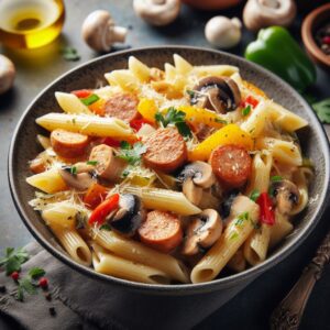 Macarrão com Salsicha de Frango e Legumes: 1 Receita Deliciosa e Fácil