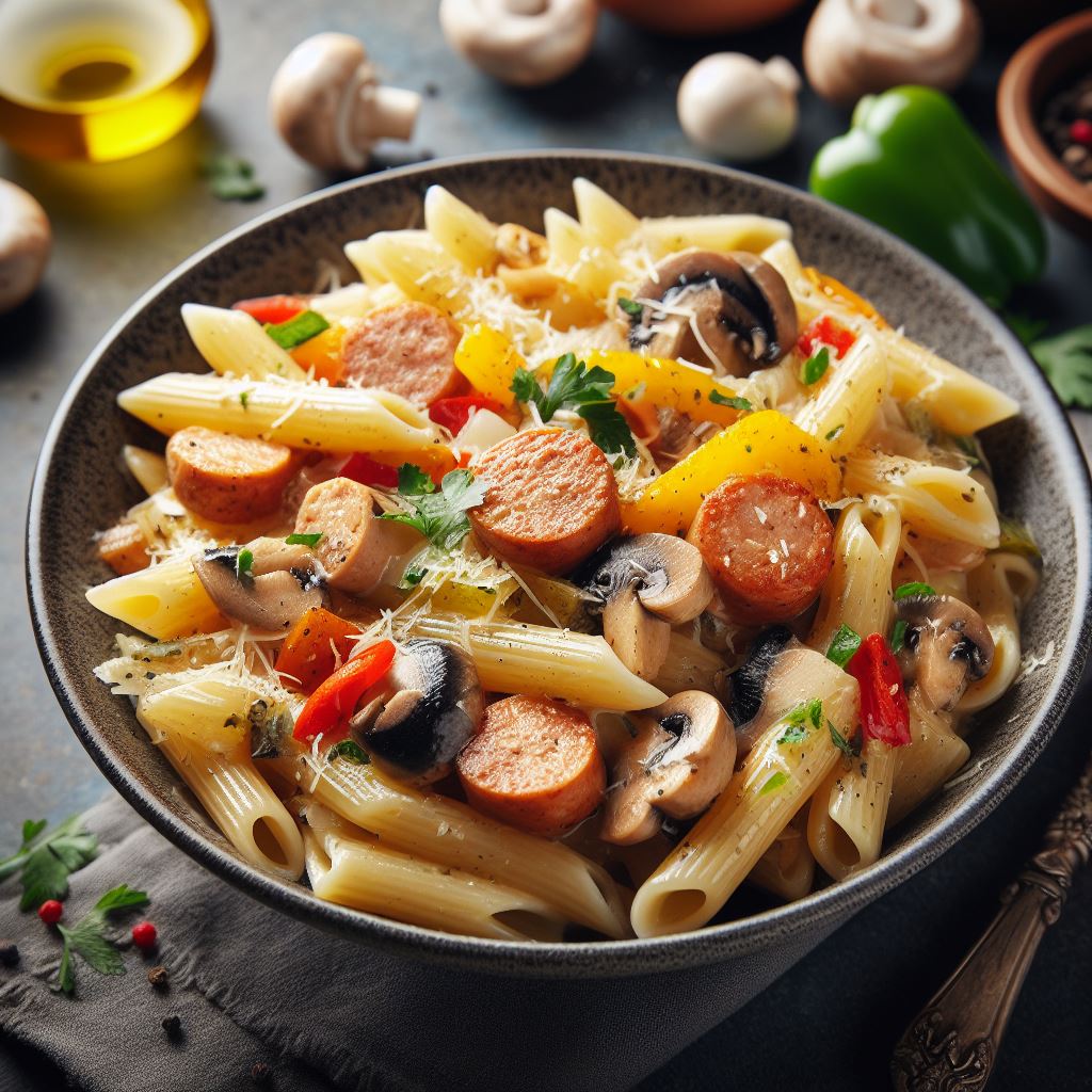 macarrão de frango com legumes
